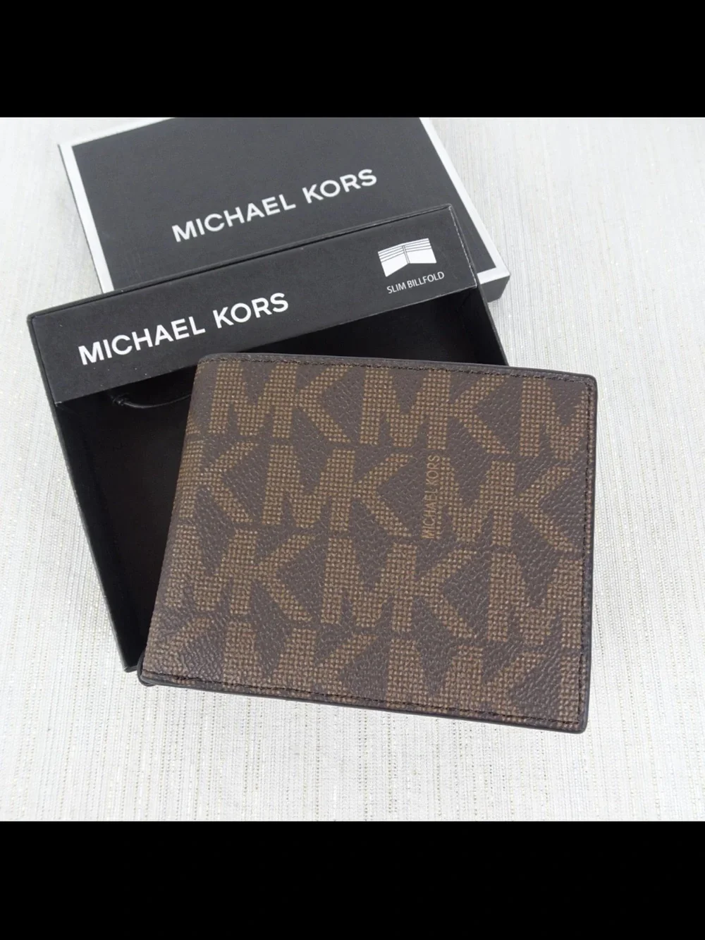 Michael Kors Mens Wallet Jet Set Brown Logo Bifold Wallet NEW In Box Giftable